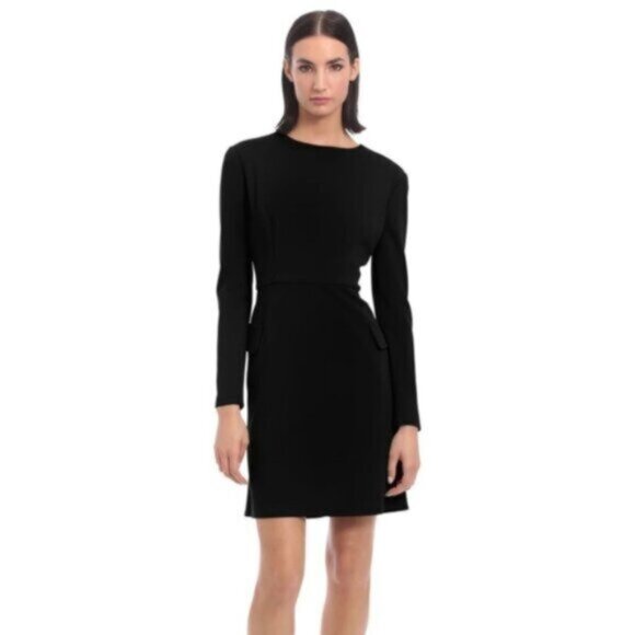 Maggy London Black Prestine Long Sleeve Boat Neck Sheath Dress - Picture 1 of 13